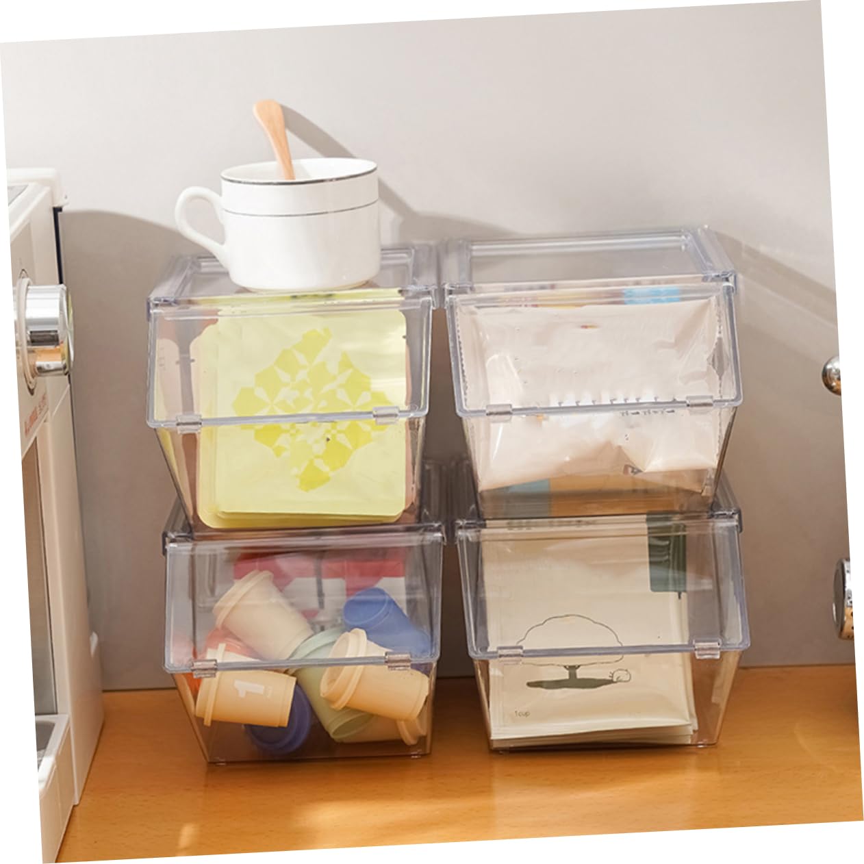 MAGICLULU Set Organizer Per Bustine Di Tè - Stazione Porta Bustine Di Tè Con Scatola Portaoggetti Contenitore Per Il Tè in Acrilico E Dispensa Organizer Per Bustine