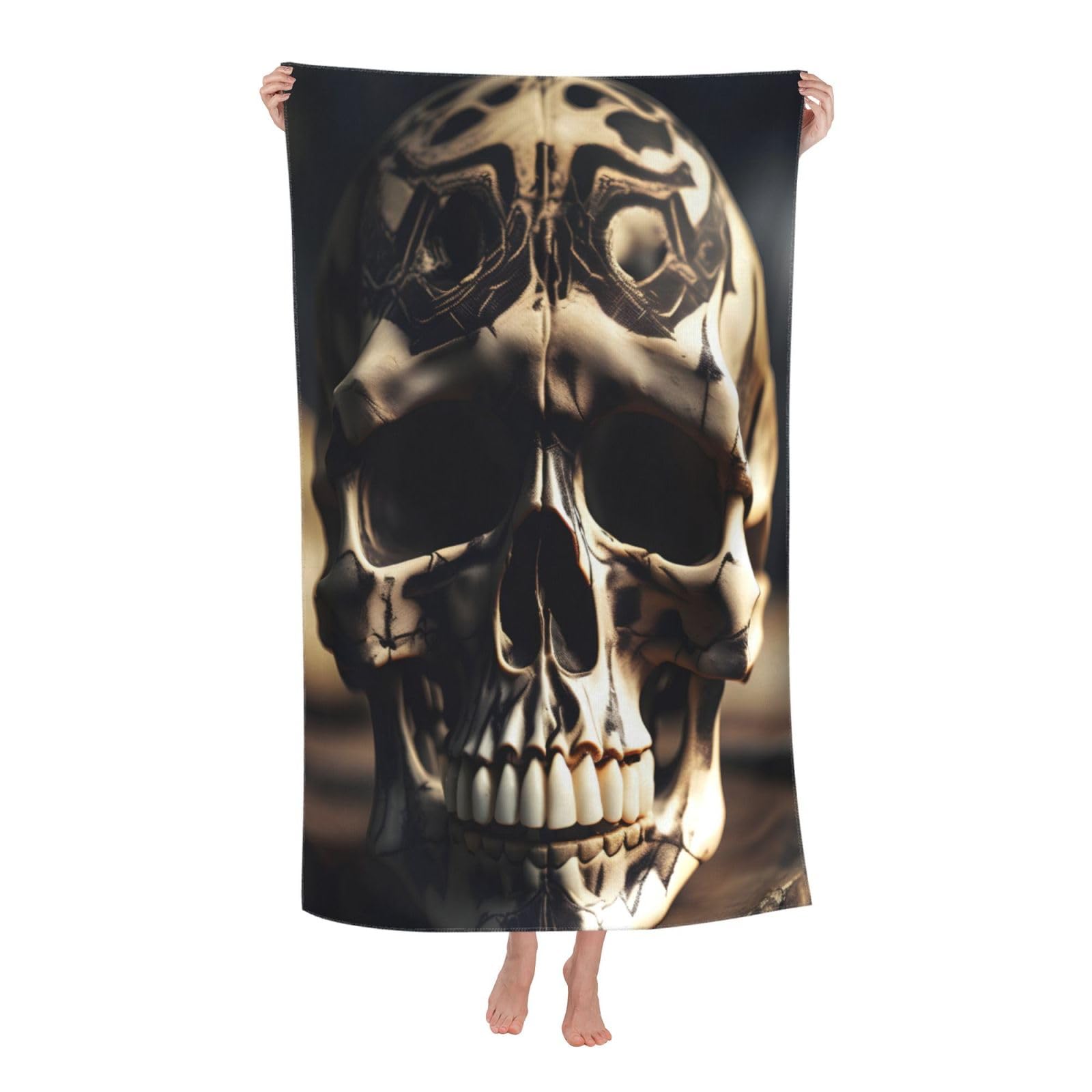 NImongt Skull Rock Roll Skeleton Bone Print Oversized Adult Beach Towel For Travel Weekend Getaways Festivals Camping Trips