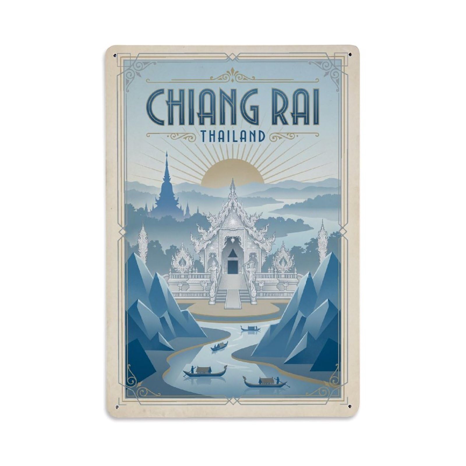 Gead 8X12inch Style Travel Thailand Chiang Rai Retro Metal Tin Sign