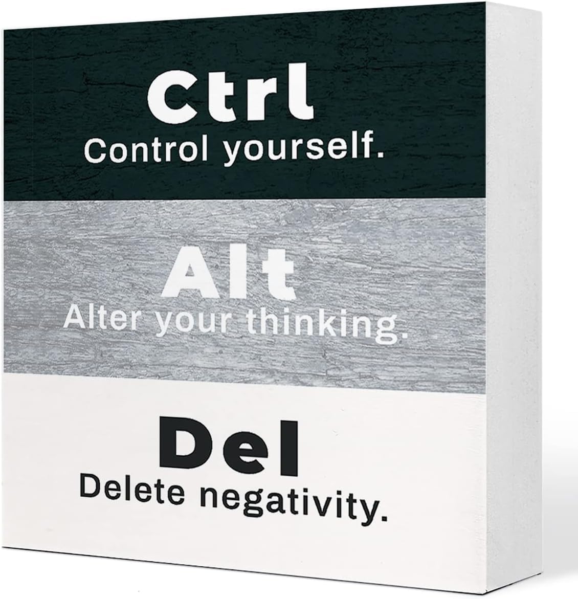 7x7 Inch Wooden Box Sign Ctrl Alt Del Motivational Desk Decor