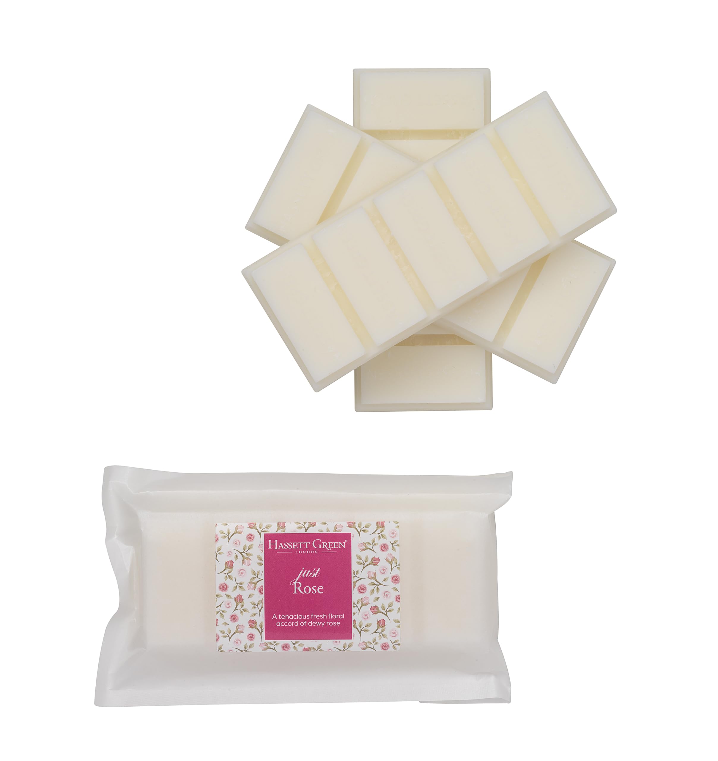 Hassett Green London - Just Rose Wax Melts, 3 x 55g Snap Bars - Soy-Free & Paraffin-Free, Handmade in the UK