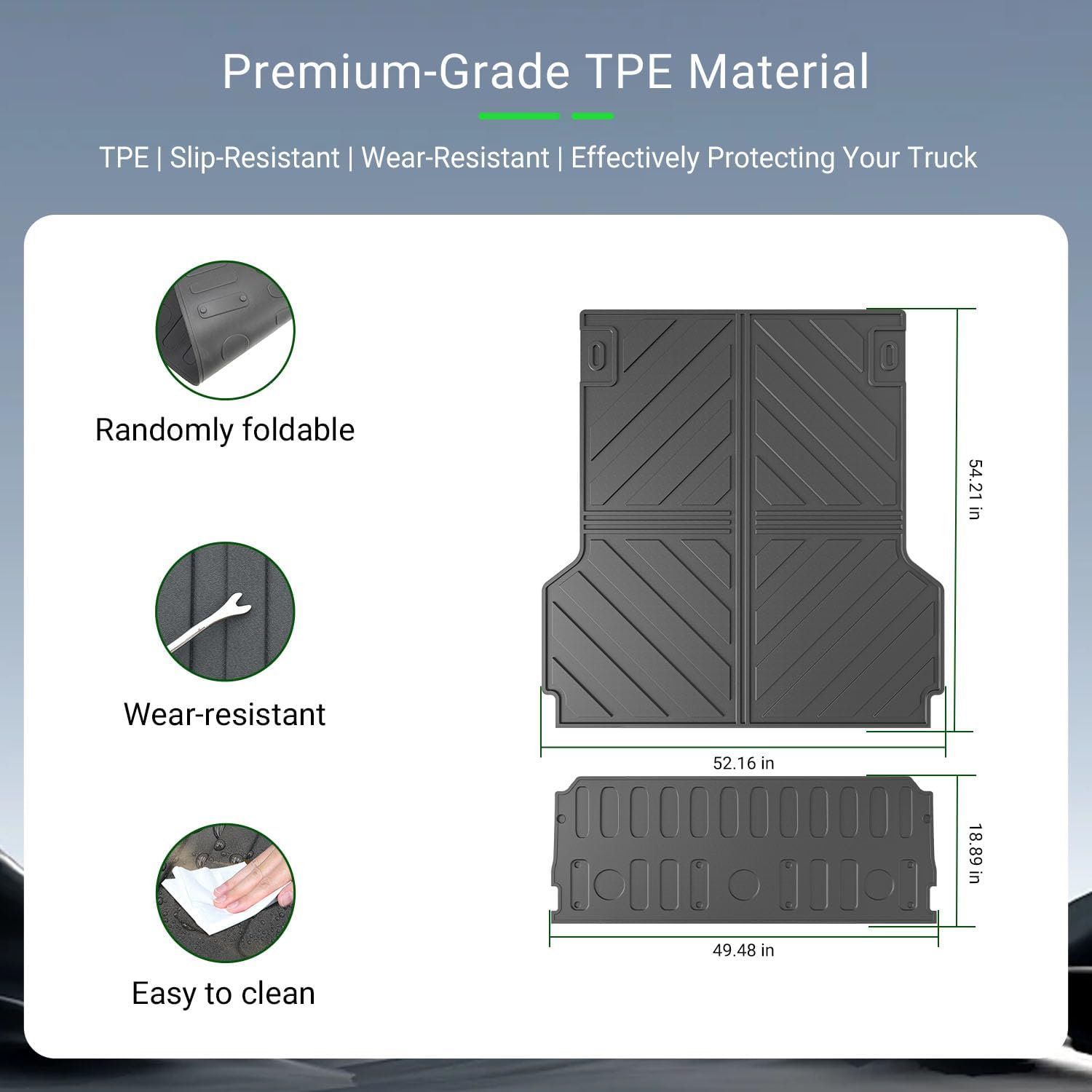 Truck Bed Mat Compatible with 22-26 Maverick Tailgate Mat Truck Liner Tailgate Mat Cargo Liner Replacement for 2022-2026 Ford Maverick Accessories(Fit Gasoline and Hybrid,Bed Mat+Tailgate Mat)