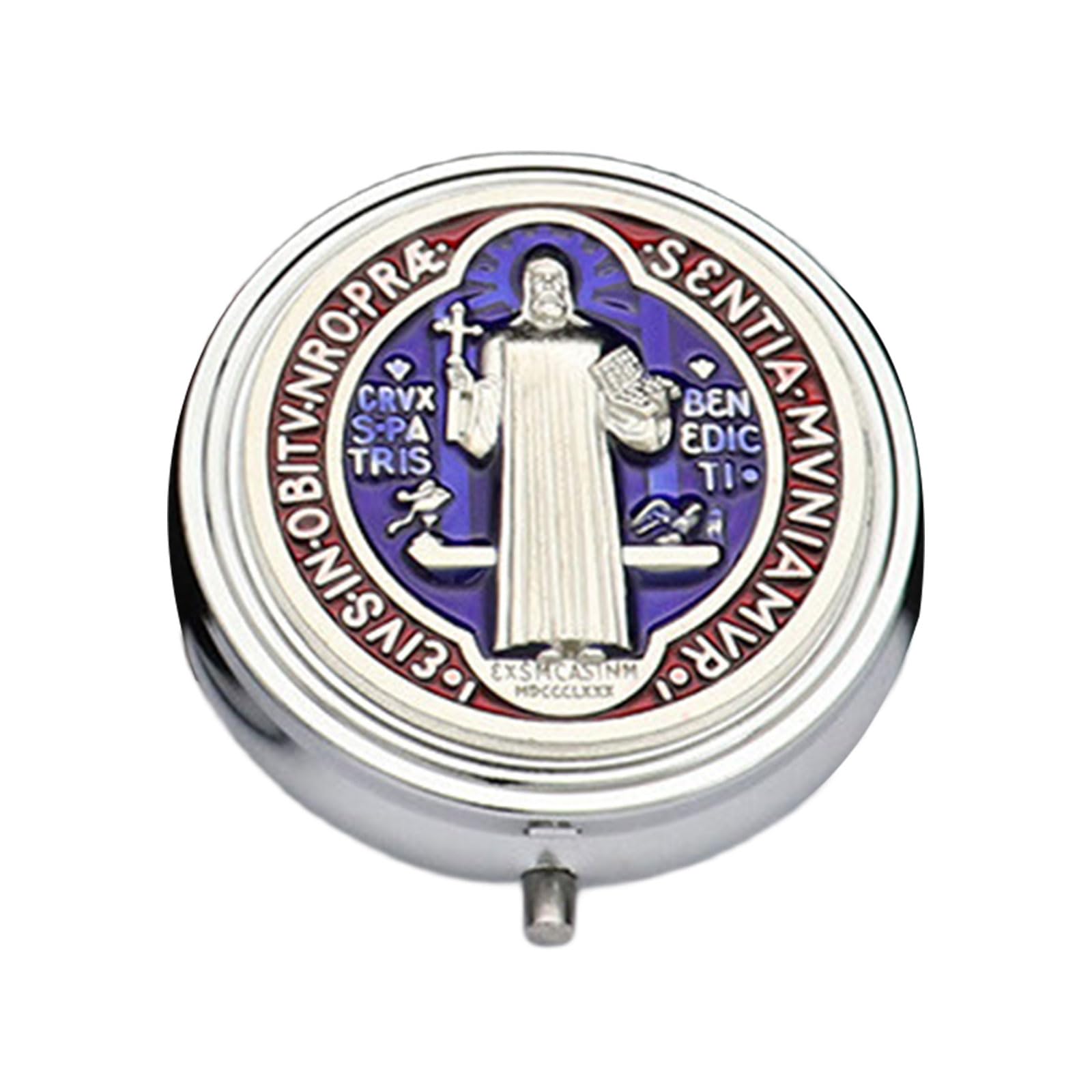 Jazuaiao Compactly Metal Prayer Religious Jewelry Case Featurings Builts in Glass for Spiritual Items and Vanity Organization Religious Storage Box