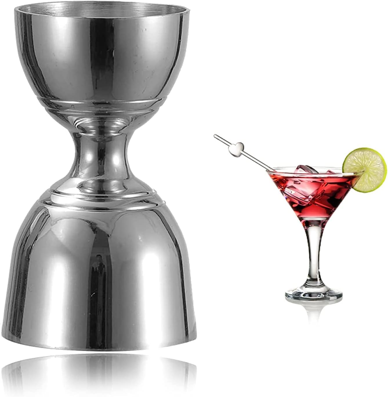 Jigger, Stainless Steel Jigger 2 oz 1 oz, Premium Vintage