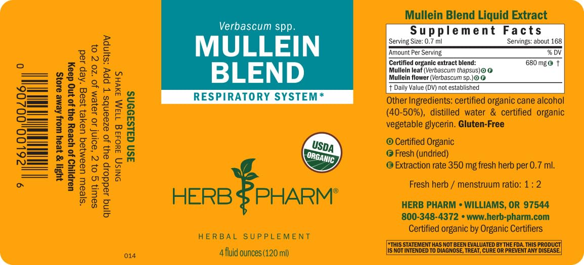 Herb Pharm Mullein Blend: Traditional Respiratory Lung Health & Respiratory Expectorant, Certified Organic, Fast-Absorbing, Vegan, Mullein Flower and Mullein Leaf Extract, Up to 12 Week Supply, 4 oz* — Amazon image 8