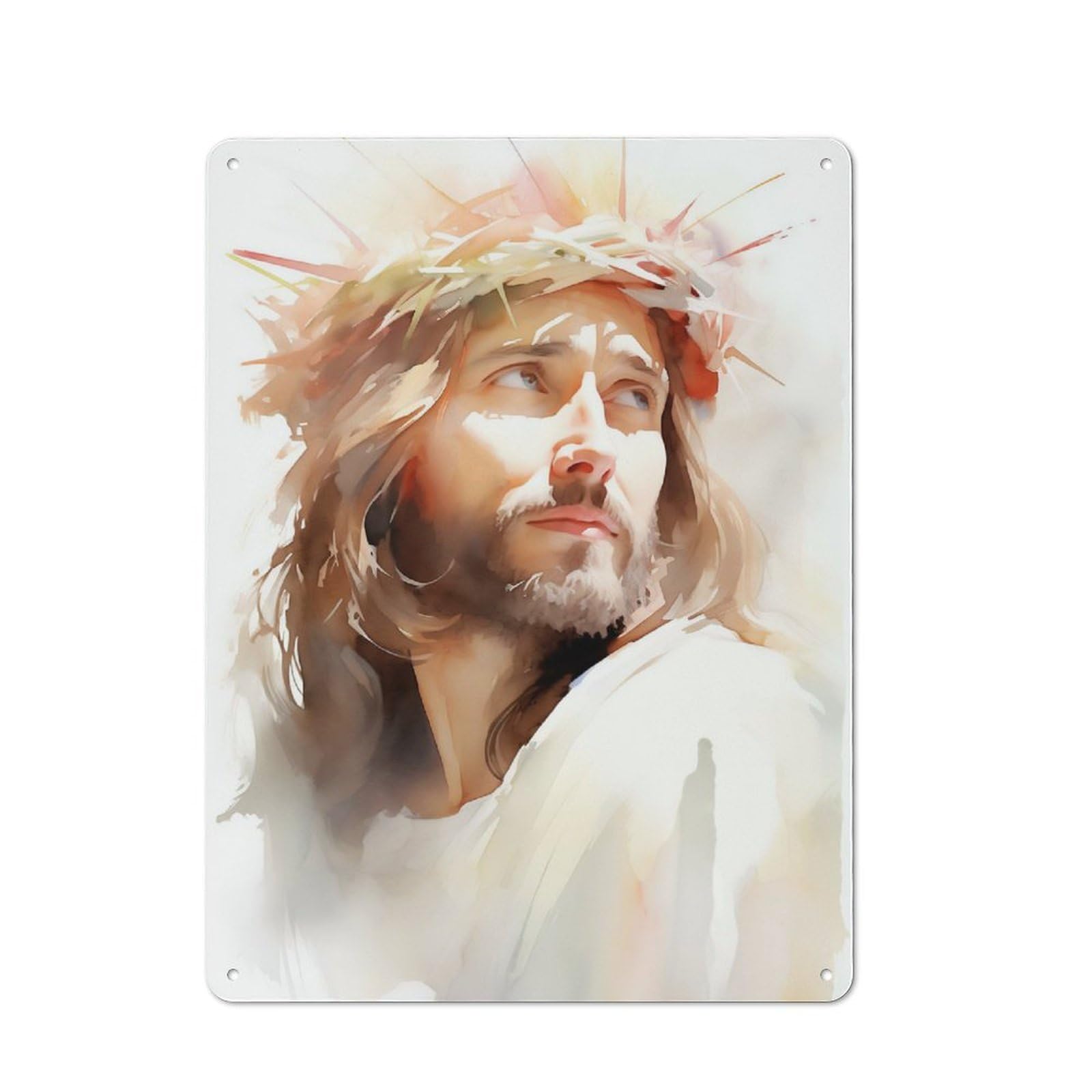 Junmoney Crown Of Thorns A Portrait Of Jesus Retro Metal Plaque 40X30cm For Garage Or Workshop, Housewarming Wall Decor For People Furnishing Garage And Workshop