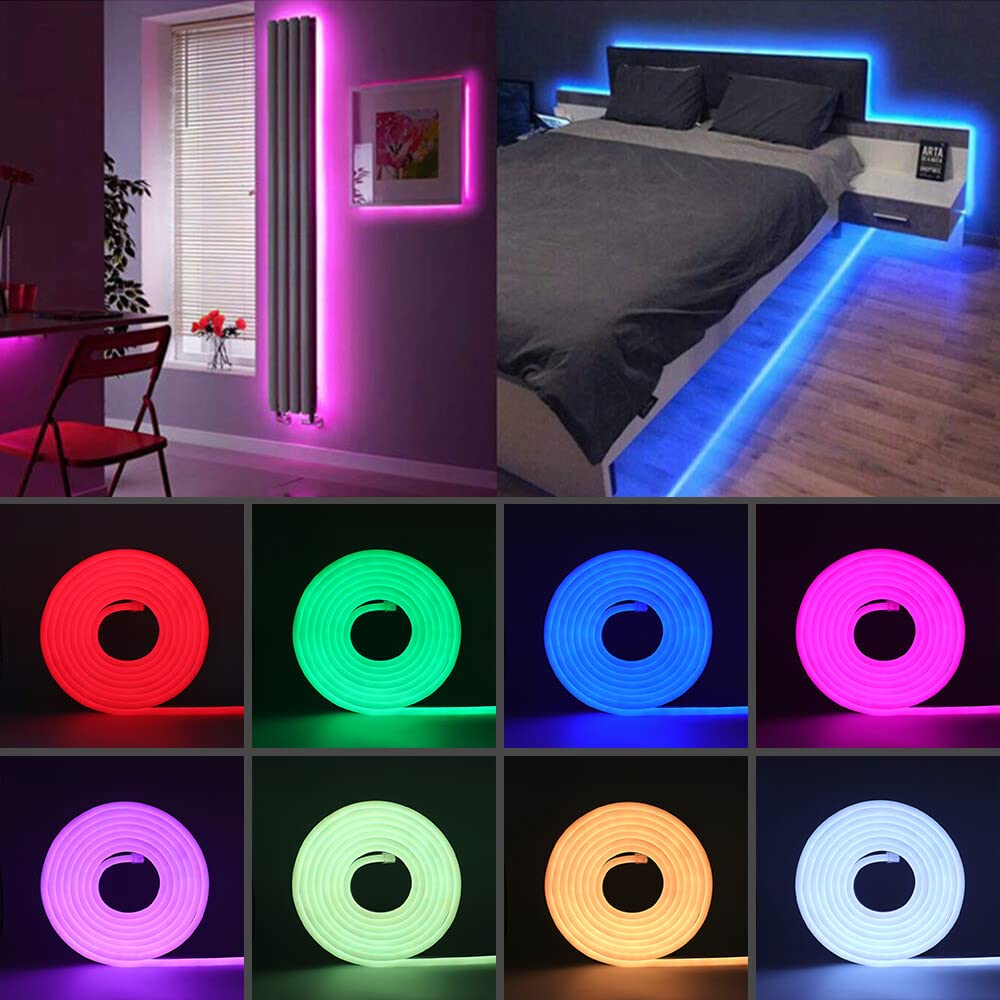 RGB Neon LED Streifen, 220V 5050 Silikon IP65 Wasserdicht WiFi Flexible Neon LED Light, mit APP Steuerung, Sync mit Musik Rhythmus (10M)