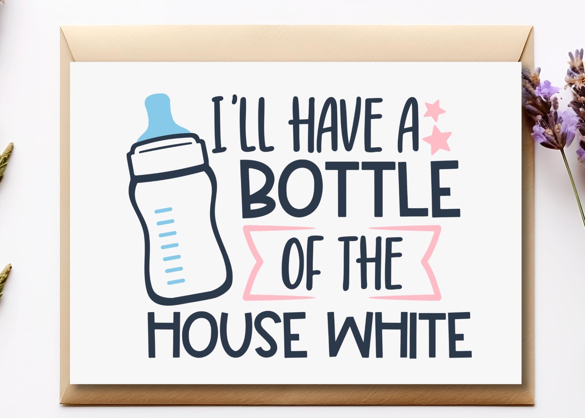 TEEMIFunny New Baby Card, Cute Baby Shower Card, Hilarious Newborn Card, I Have a Bottle Of The House White
