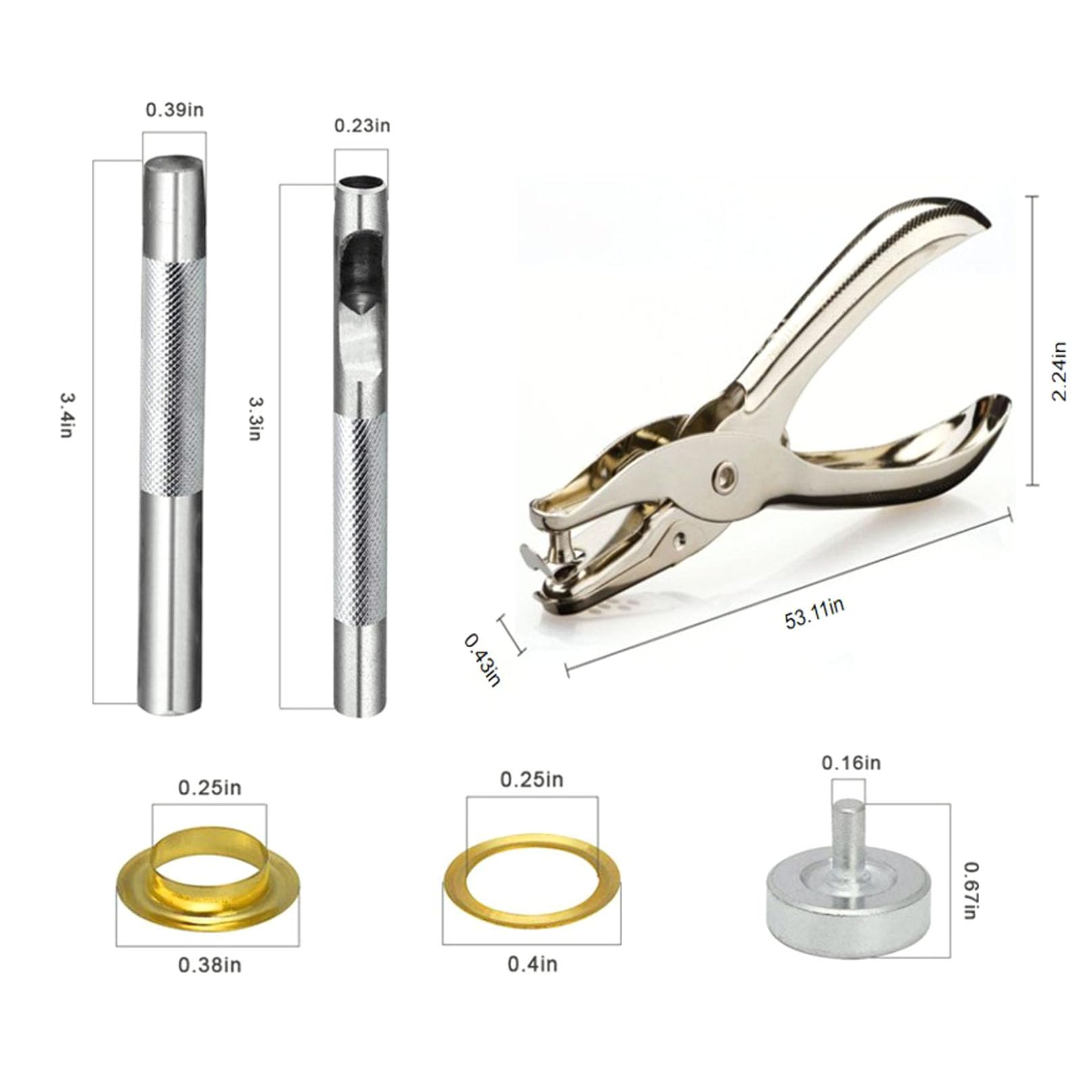 AGSYFFD 400 pcs eyelet and punch 6mm grommet tool kit metal grommet and punch kit with 3 grommet fixing tools 1 punch pliers for fabric leather shoes bags canvas belts handicrafts - Image 3