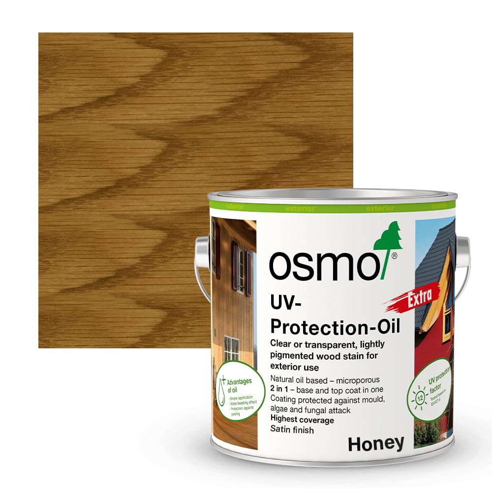 Osmo UV Protection Oil Extra, Exterior Tints Wood Finish (Honey 3071, Satin, 2.5l)