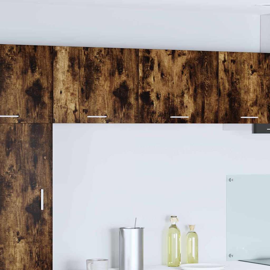 Armadietto sospeso 2 pezzi rovere affumicato bianco 50 x 31 x 40 cm in legno con porta per cucina interna versatile e durevole