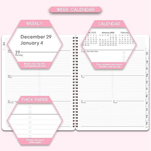 Miniatura 3 de Agenda 2026 – enero 2026 – diciembre 2026, 8 x 10 pulgadas, planificador 2026 semanal y mensual con pestañas, planificadores 2026, encuadernación de
