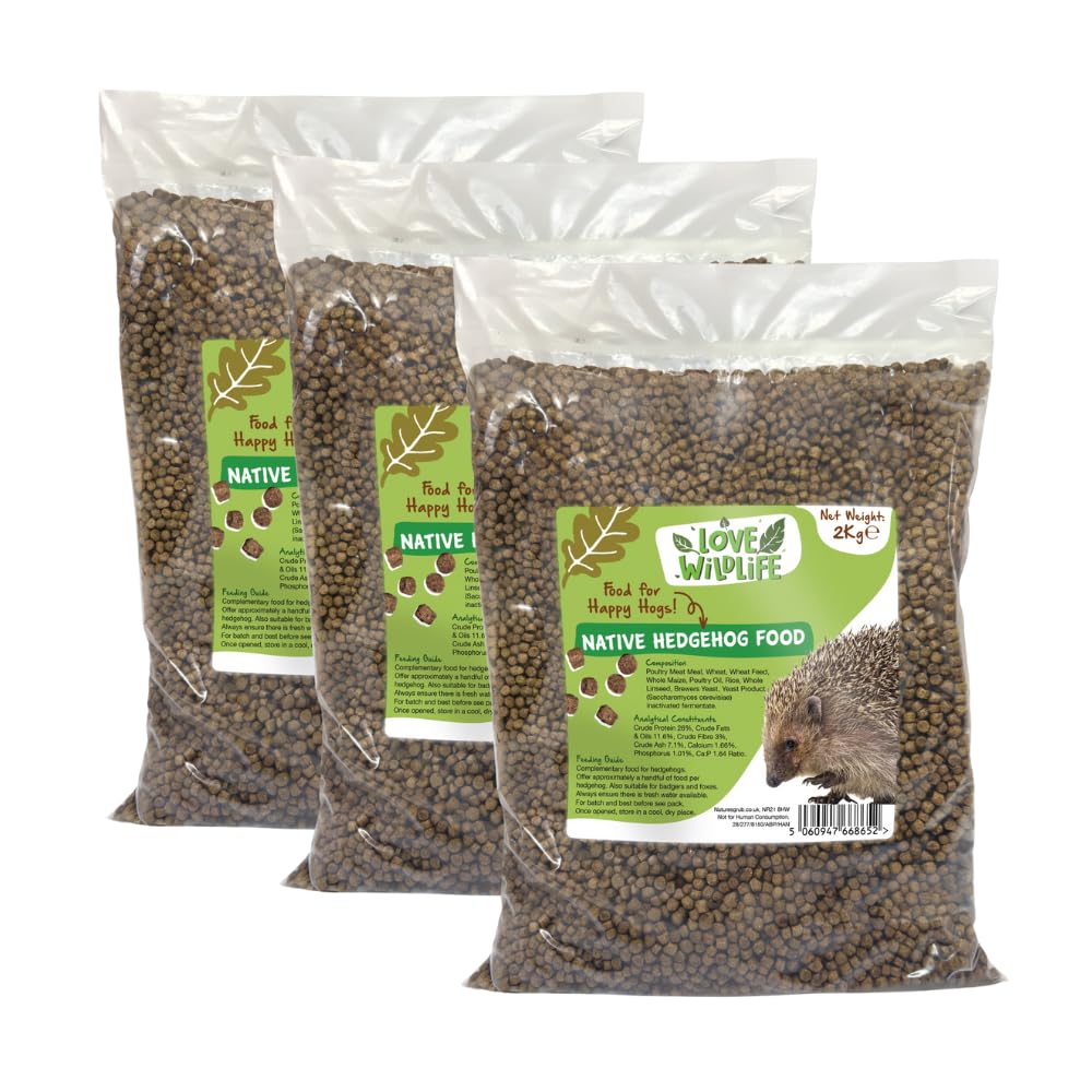 Love Wildlife Native Hedgehog Food 6kg | Natural Postbiotic Pellets for Hedgehogs & Wildlife, No Mealworms, Low Phosphorus, Nutrient Rich Dry Food, Gut & Digestion Support, Aids Hibernation