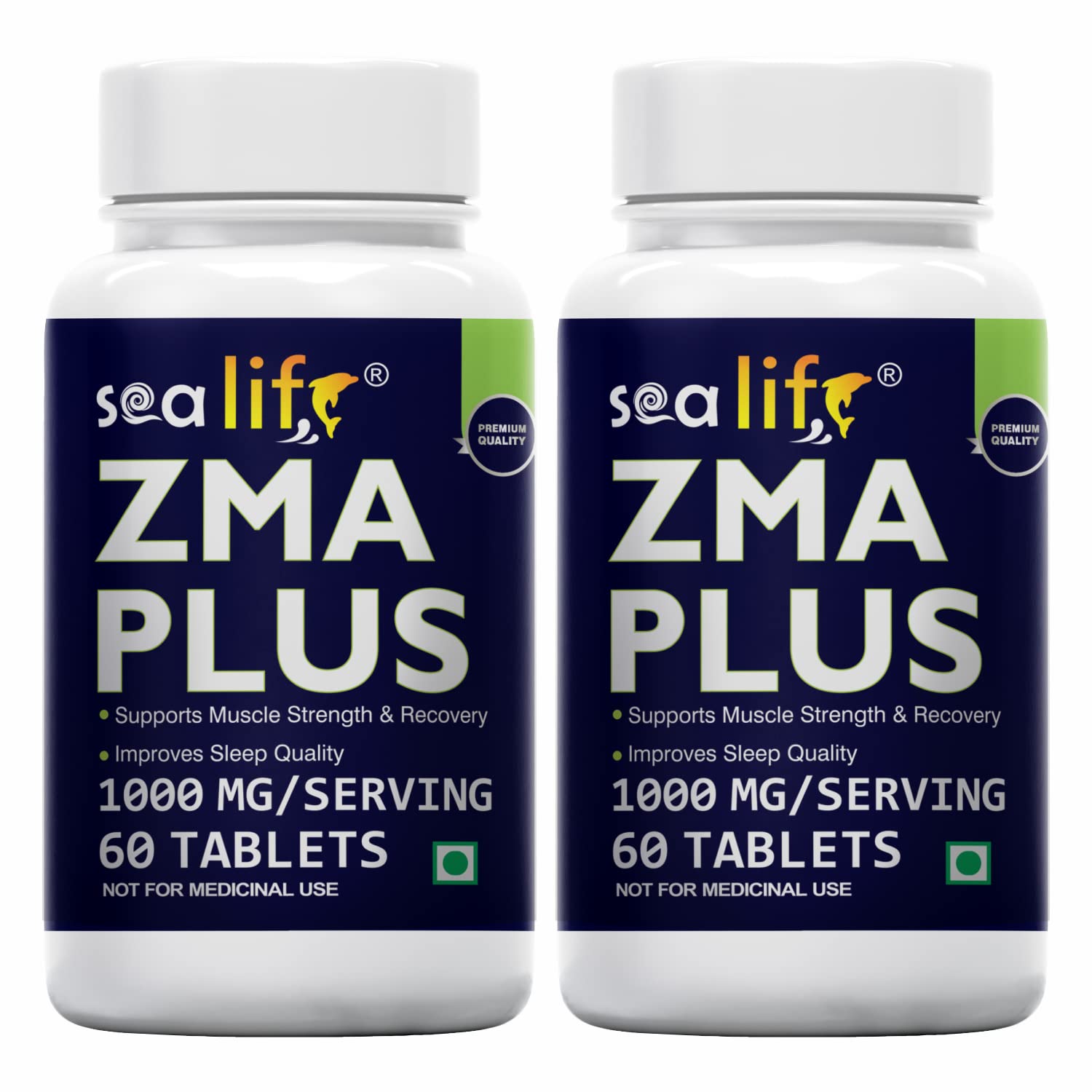 Sea LifeZMA Plus Supplement,Muscle Growth & Muscle Recovery Support Supplement With Zinc, Magnesium Aspartate & Vitamin B6 (60 Tablets Each) For Men and Women (Pack of-2)