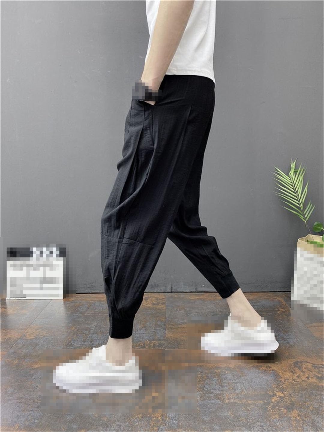 Pantalones De Sarga Informales con Cintura Elástica Fina De Verano para Hombre