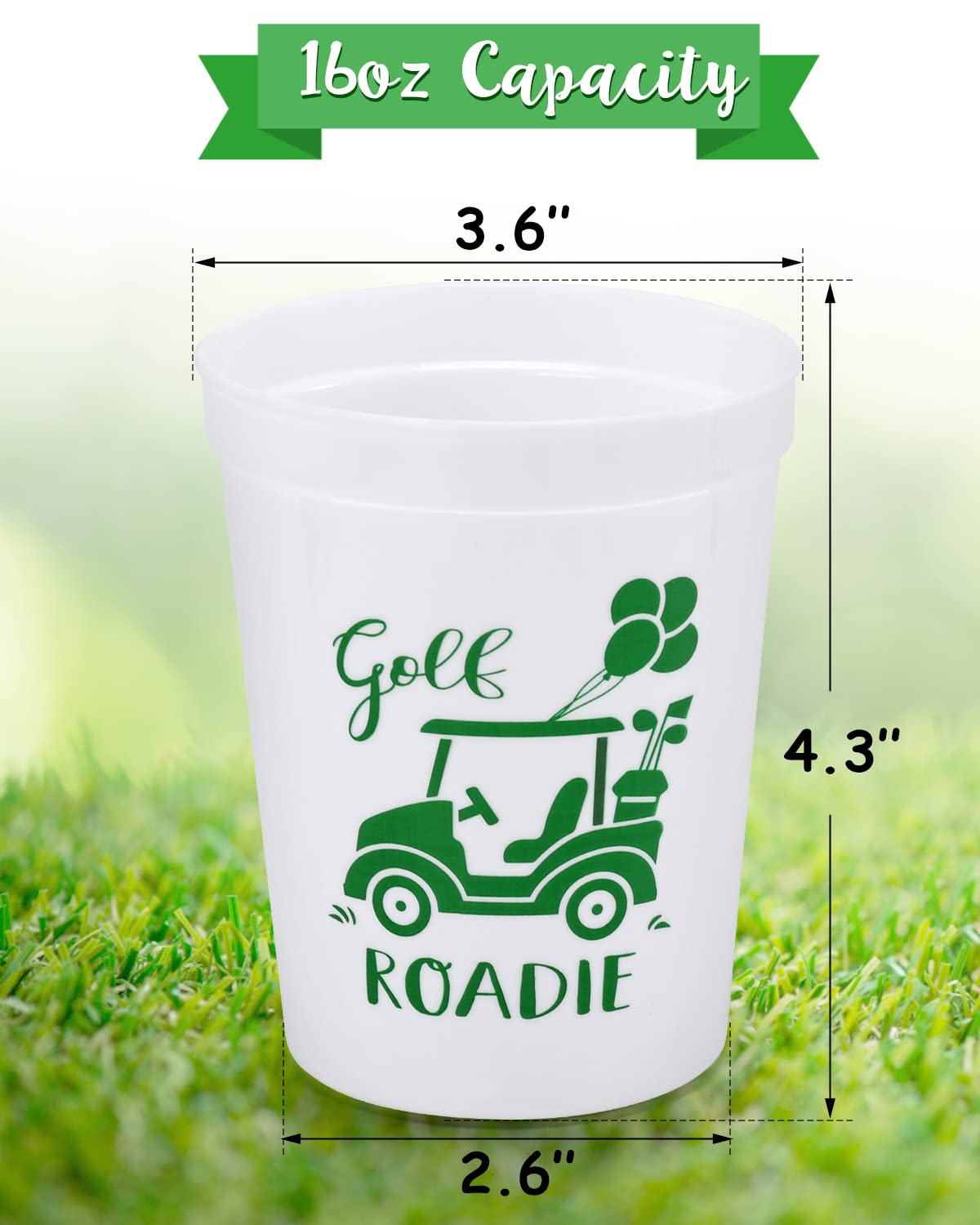 Nefelibata Golf Party Cups Let's Par-Tee Plastic Cups Golf Lover Gift 12PCS White Green Reusable Cups Golf Ball Cart Design Golf Themed Party Supply Favors Decor Bachelor Party Housewarming Gift 16oz