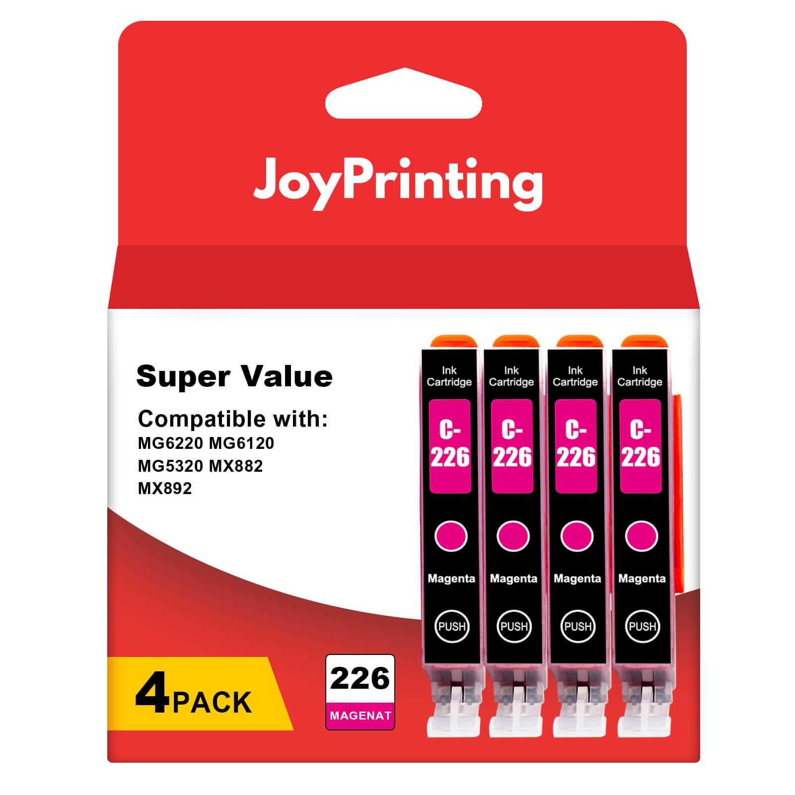 JoyPrinting CLI226 226 Ink Cartridges Replacement for CLI-226 CLI226 CLI226m Compatible with MX882 MX892 MG5320 MG6220 MG5220 MG6120 MG8220 MX712