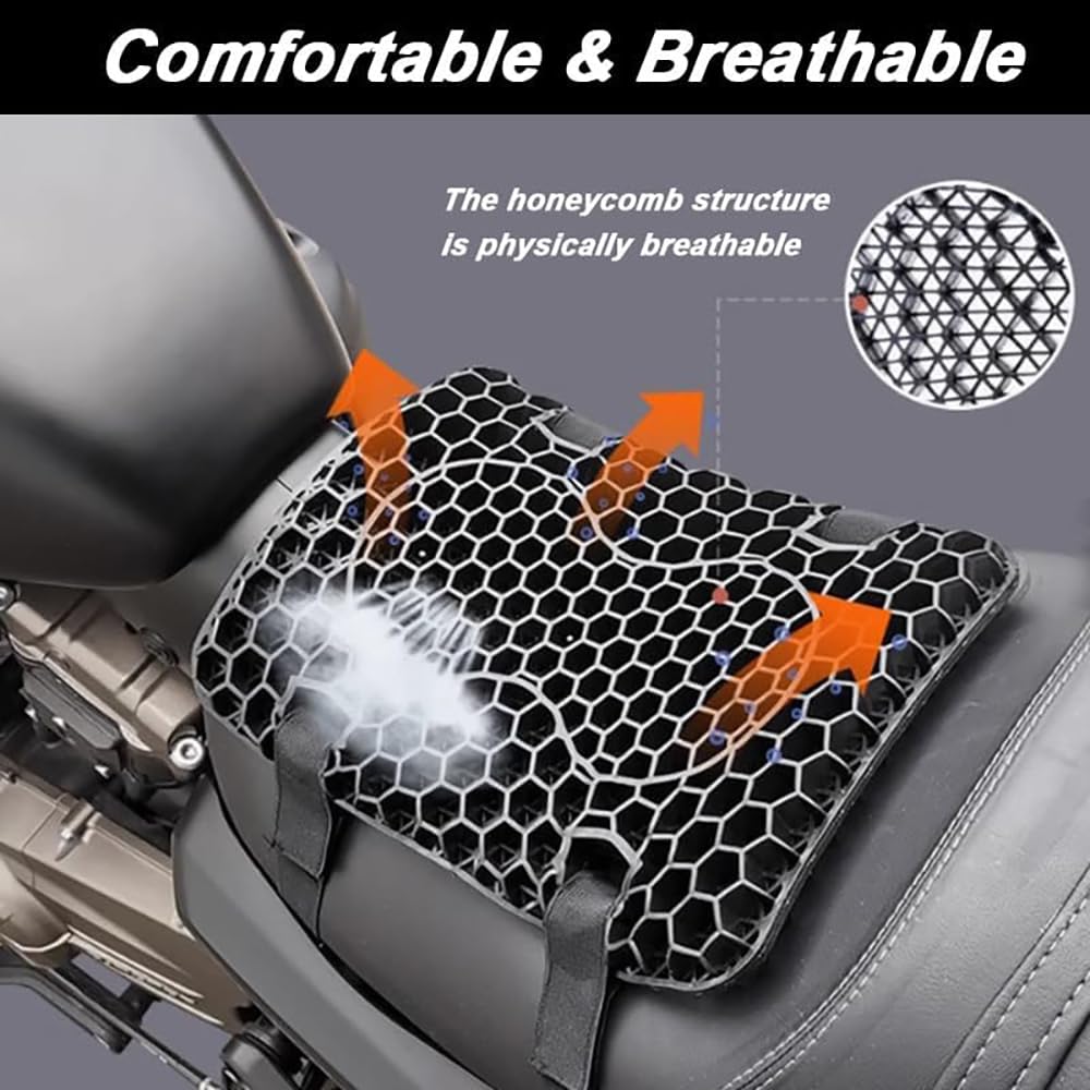 Motorrad Sitzkissen Gel Faltbares für Kawasaki Z 125 2016-2024 | 3D Wabenstruktur Waben Motorrad Sitzkissen, Physisch Atmungsaktiv & Bequem für Lange