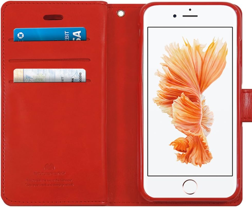 GOOSPERY Mansoor Wallet for Apple iPhone 6S Plus Case (2015) iPhone 6 Plus Case (2014) Double Sided Card Holder Flip Cover - Red