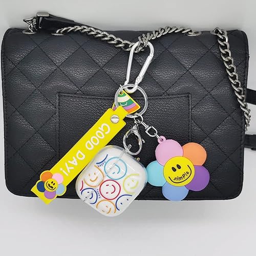 Miniatura 6 de Funda compatible con AirPods de tercera generación, funda transparente y suave de TPU de dibujos animados 3D con diseño de cara sonriente 3D para