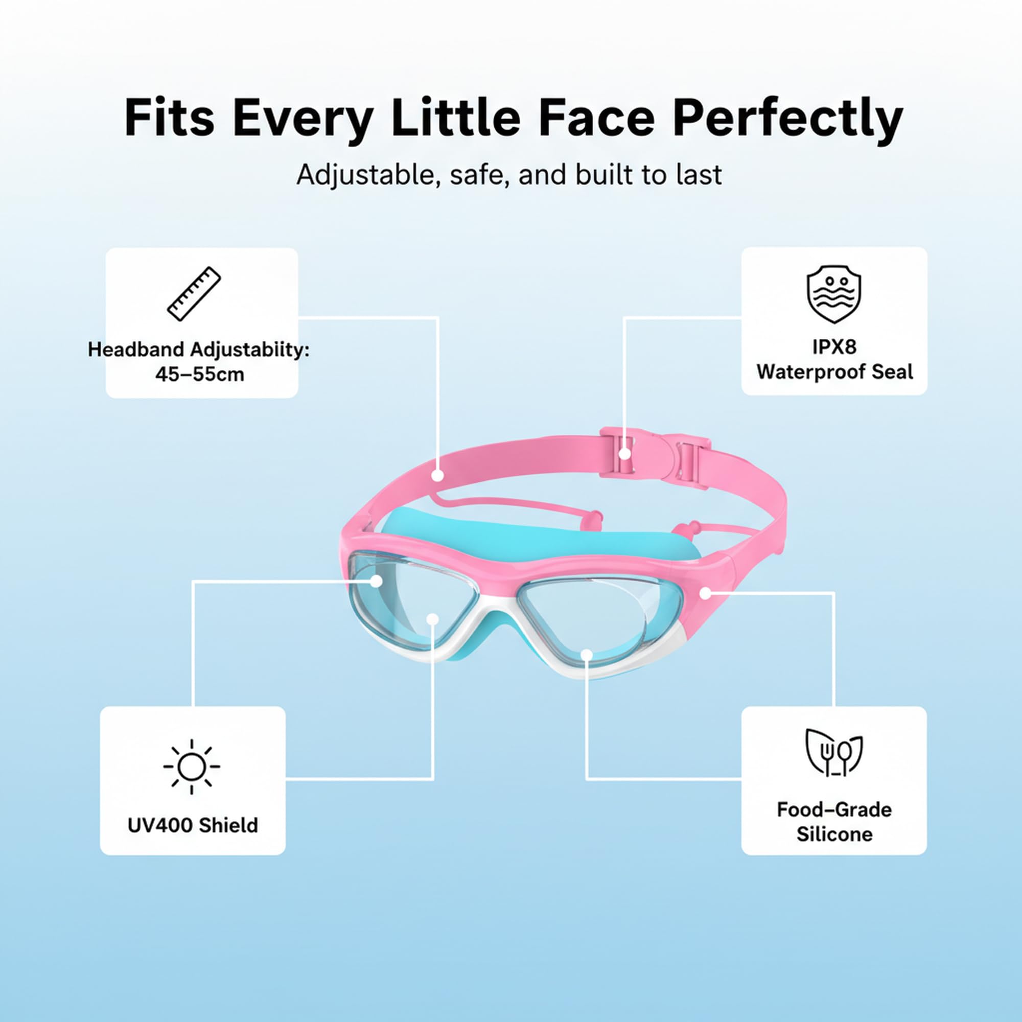 Lunettes de Natation Anti-Buée pour Usage Général | Protection UV, Imperméables, Joint en Silicone | Lunettes de Natation pour Enfants de 6 à 14 Ans - 3