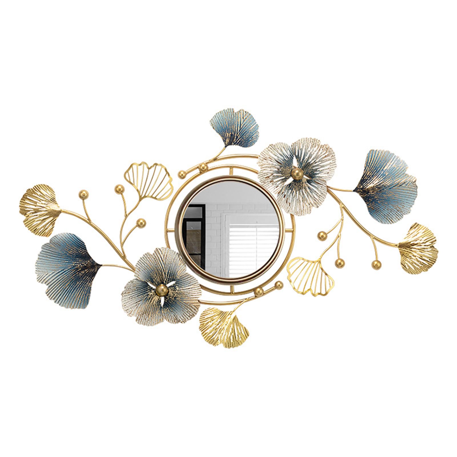 CDDUOLALarge Mirrors Wall Decorative for Living Room, 41"x24" Modern 3D Metal Ginkgo Leaf Hanging Mirror Design Decor for Bedroom, Entryway Or Any Room