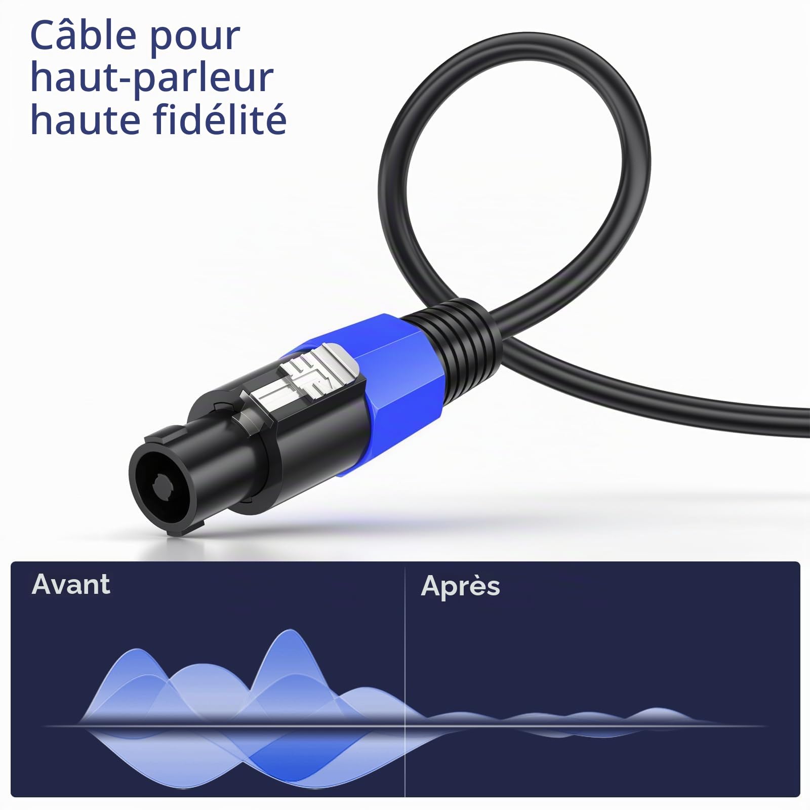 GCTBL 5M 2pack Speakon à Speakon câbles mâle à mâle professionnel DJ/PA amplificateur Audio haut-parleur câble