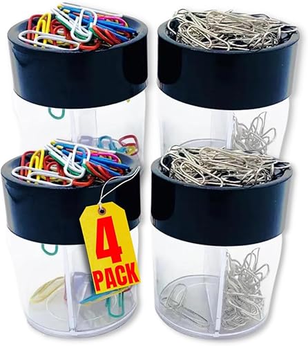 Always23 Soporte de clip para papel, con tapa magnética, dispensador de clip pequeño con tapa magnética, paquete de 4