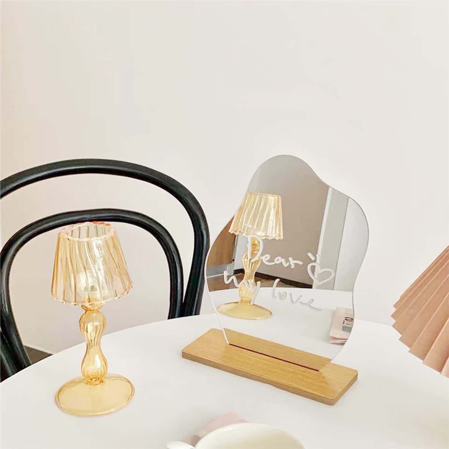 Miroir De Maquillage Rectangulaire Sur Support Bois - Miroir De Table Réglable 360°