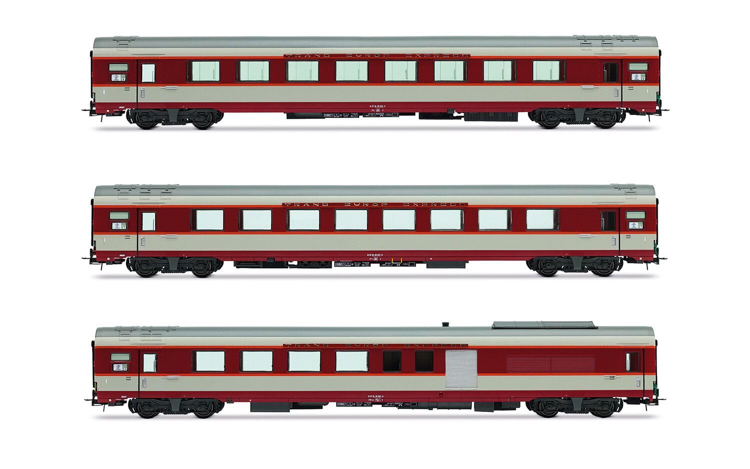 JOUEF HJ4192 SNCF, 3-unit pack Gran Confort coaches TEE Le Kléber (A8u, A8tu, A4Dtux), betón grey, ep. IV Passenger Coaches