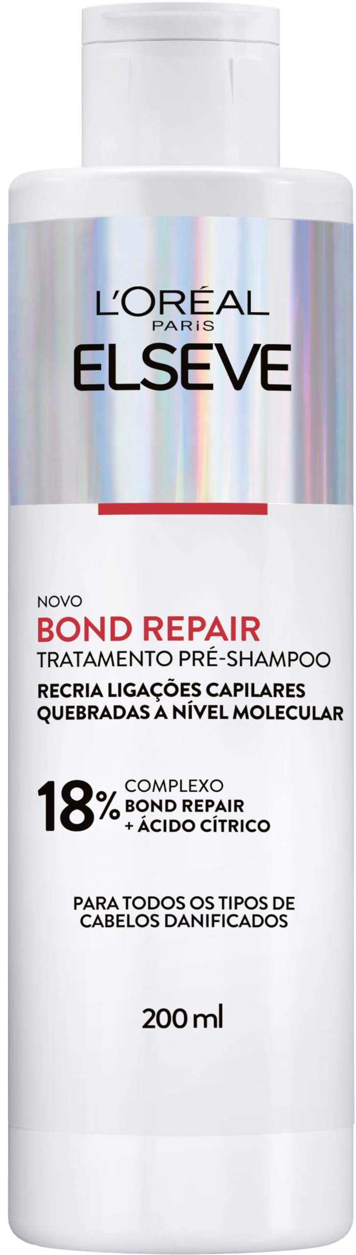 L'Oréal Paris Elseve Bond Repair Tratamento Pré-Shampoo, Reparação Molecular que Reconstrói Ligações e Devolve a Força Original, com Ácido Cítrico, 200ml