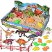29 PCs Play Sand Dinosaur Toys, Sand Box with Dinsoaur Figures, Dinosaur Molds, Magic Sand and Accessories, Xmas Gifts for 3,4,5,6,7,8,9 Years Old