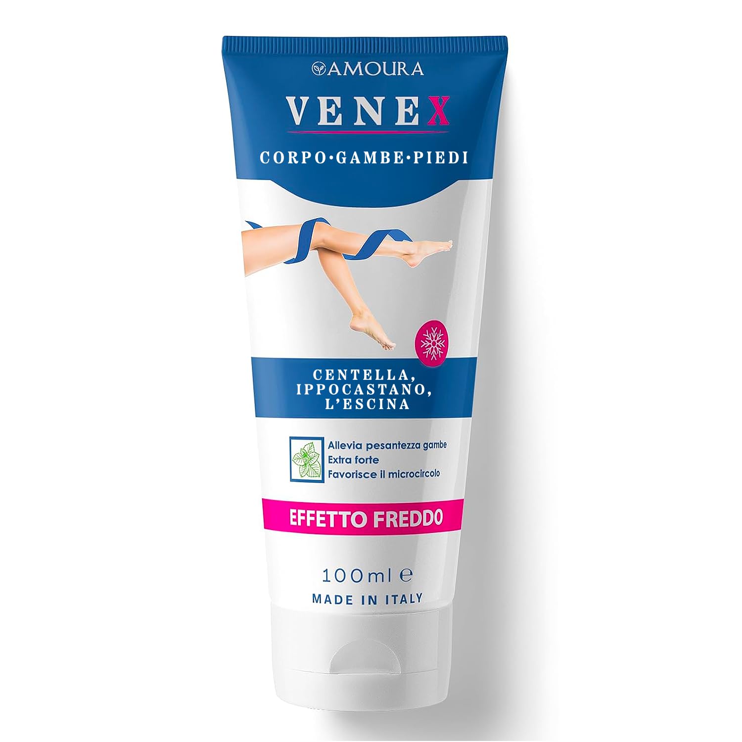 Amoura Crema Vene Varicose e Capillari - 100 ml - Crema Gambe Stanche e Pesanti - Made in Italy