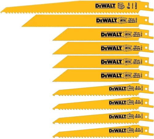 DEWALT Reciprocating Saw Blades, 10 Piece Combination Set, Various Sizes
