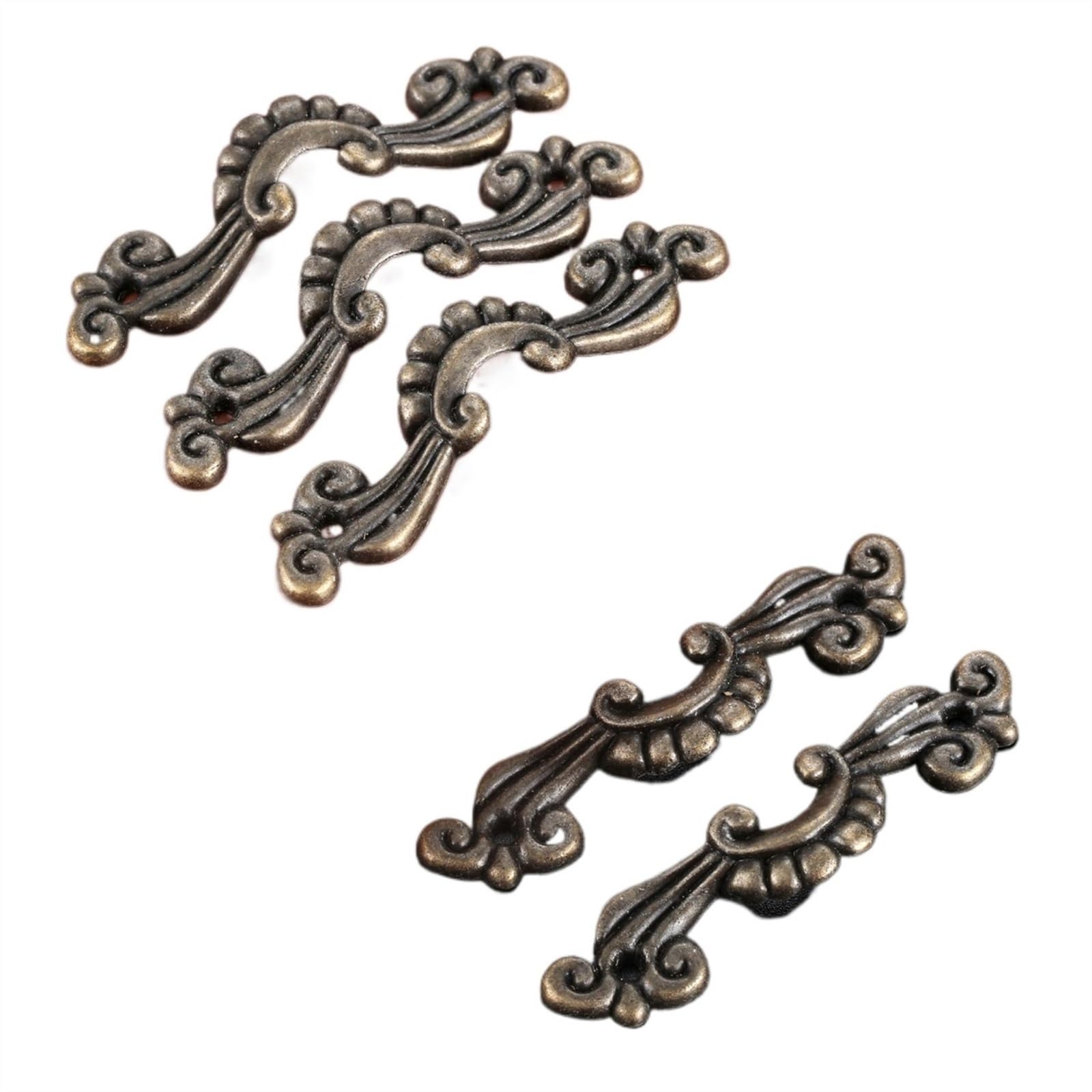 5 Manijas de aleación de zinc de 56x13 mm con diseño de flor y tono bronce para cajón