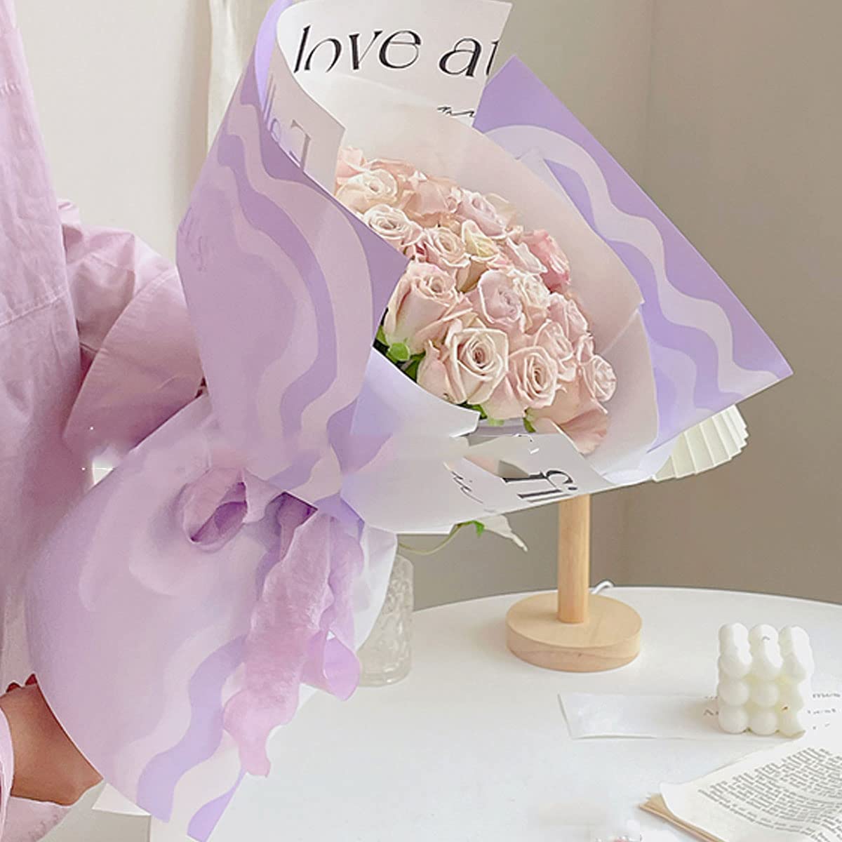 Papier kwiatowy na bukiety, papiery do pakowania kwiaty opakowania na prezenty papier kraftowy kwiaciarnia papier do pakowania bukiet dla majsterkowiczów bukiet róż ślubnych(Size:Rose Pink)