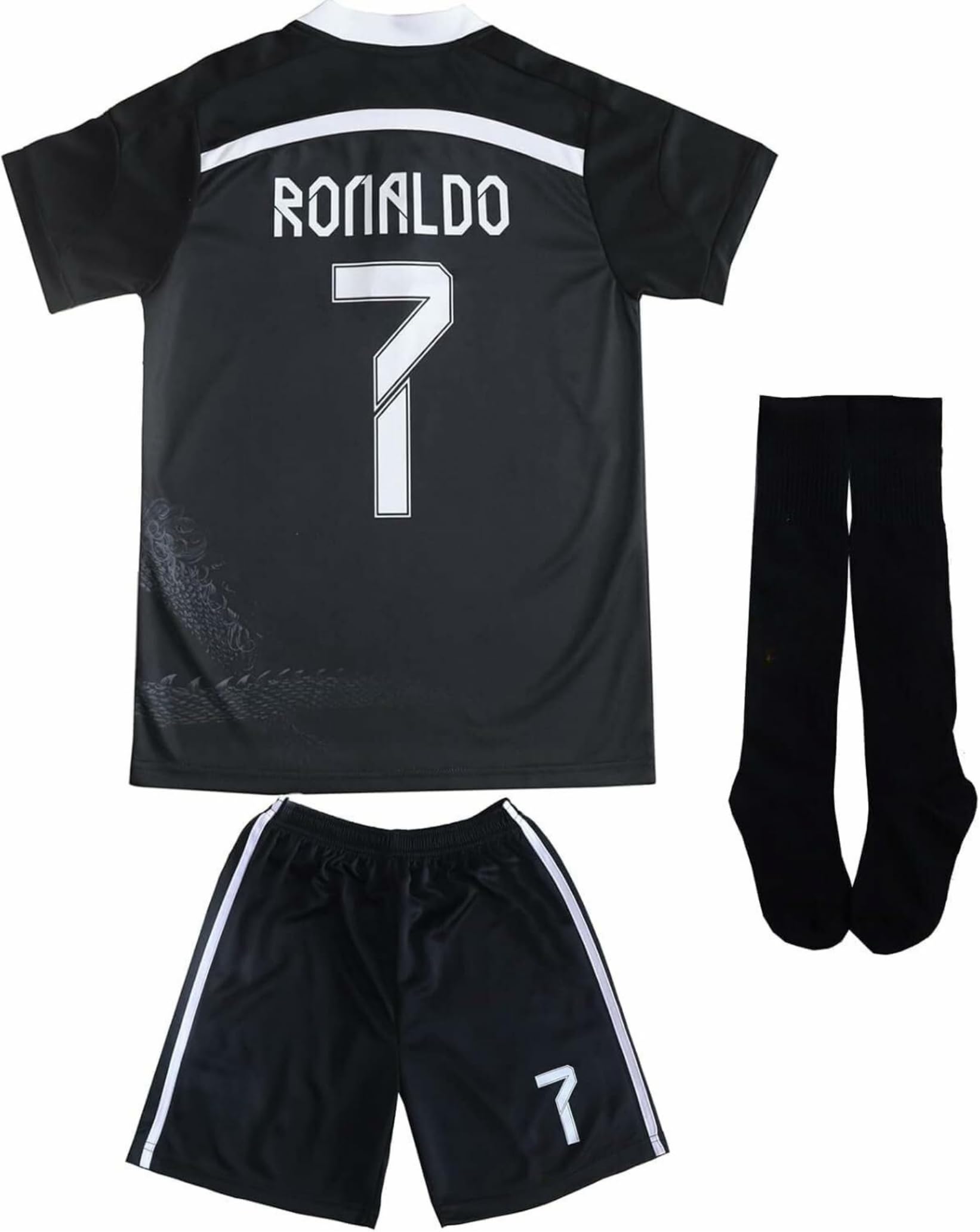 No #7 Black Dragoon Special Edition Kids Soccer Jersey Kit Shorts Socks Set Youth Sizes.