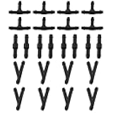 DGZZI Windshield Wiper Hose Connectors 24PCS Black Windscreen Washer Tube Connector Adapter (I-Type, T-Type,Y-Type)