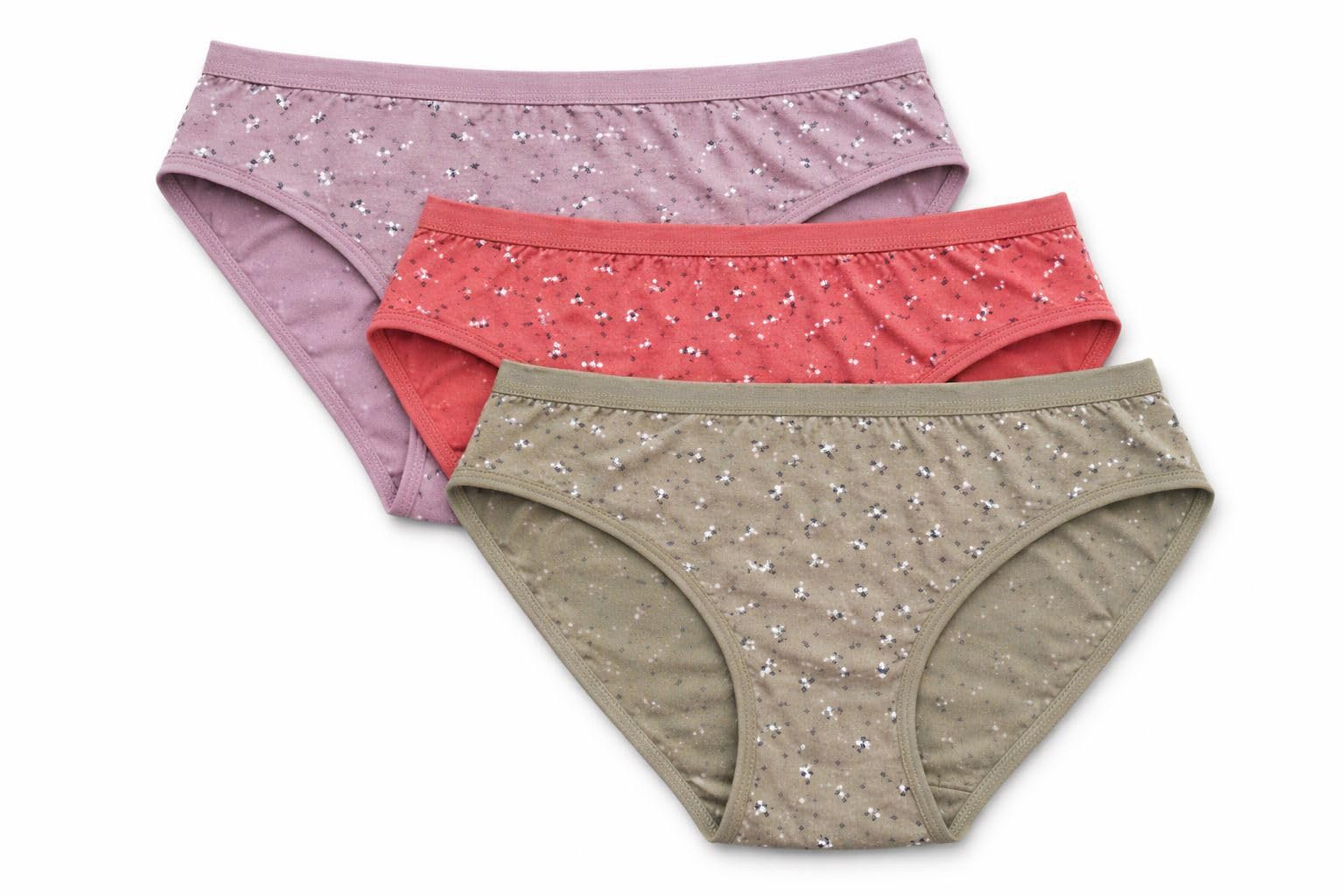 Women's Cotton Bikini Panties Pack of 3, Floral Print Soft Breathable Innerwear, Mid Rise Everyday Comfort Fit, Multicolor Purple Coral Olive-image-36