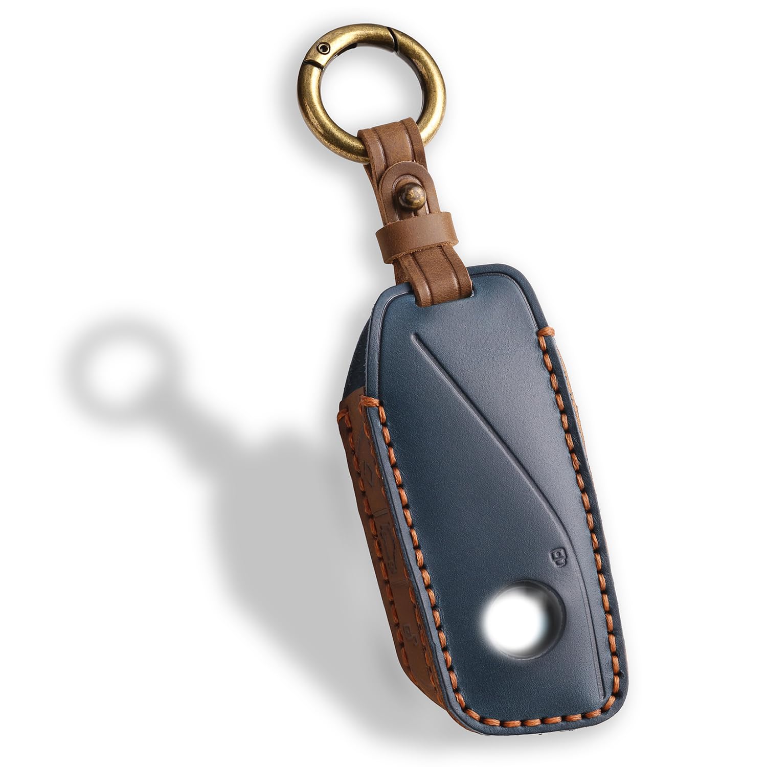 QBUC for BMW Genuine Leather Key Fob Cover – Luxury Protective Case with Keychain, Compatible with 2023-2025 BMW 7 Series 740/760i, i5, i7, iX, X1, X5