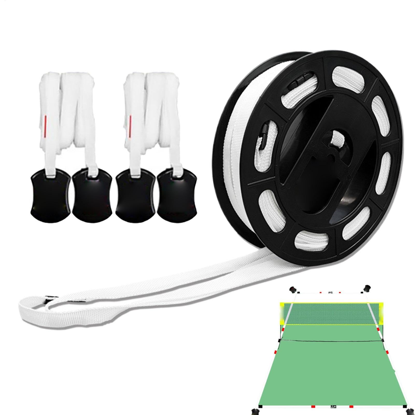 Badminton-Feldlinien Klar Stabil und Tragbar | Abwurfbare Grenzmarkierungen für Outdoor-Badminton-Feldlinien, winddicht, rutschfeste Bodenanker, schnelle Montage, leicht,