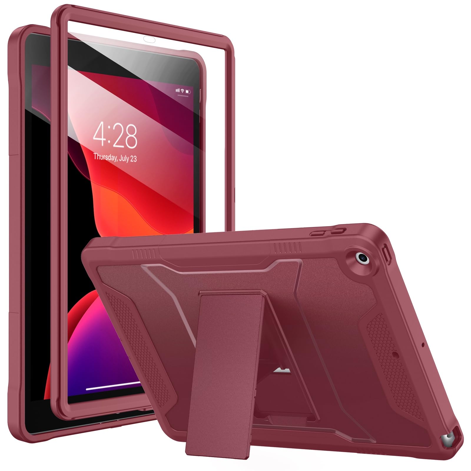 Soke Case for iPad 9th/8th/7th Generation 10.2-Inch (2021/2020/2019 Release), with Built-in Screen Protector and Kickstand, Rugged Full Body
