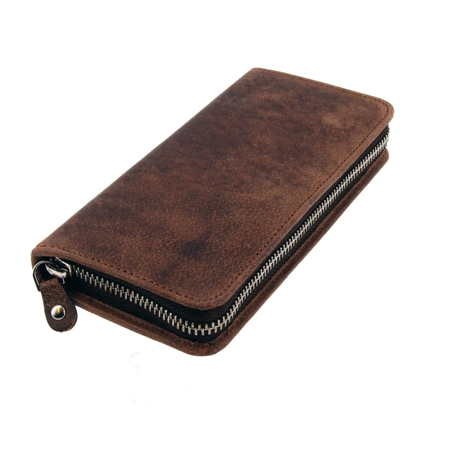 Pennenetui Voor 3 Stuks Zwart Leer Met Ritssluiting 17,5 X 8 X 2 5 Cm