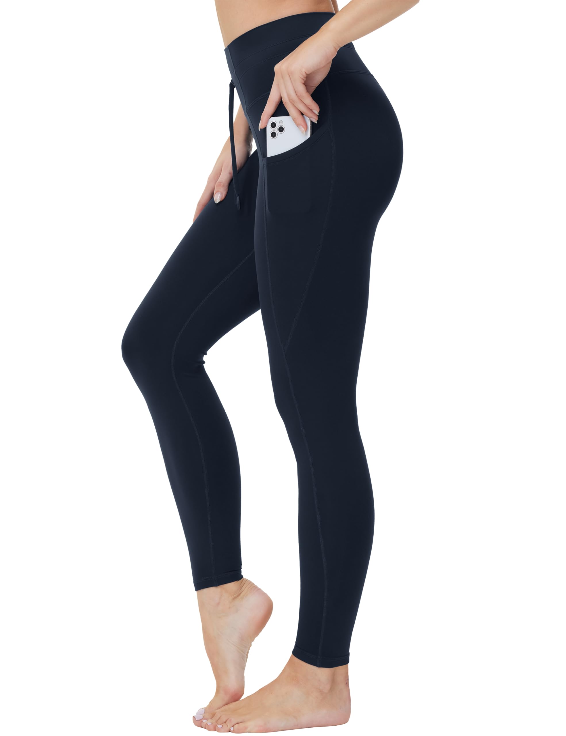 THE GYM PEOPLE Damen High Waist Sport Leggings mit Kordelzug und Taschen | Verstellbarer Kordelzug, Knöchelbündchen, Atmungsaktiv, Leicht, Bauchkontrolle, 2 Taschen, für Pilates Fitness Laufen Wandern