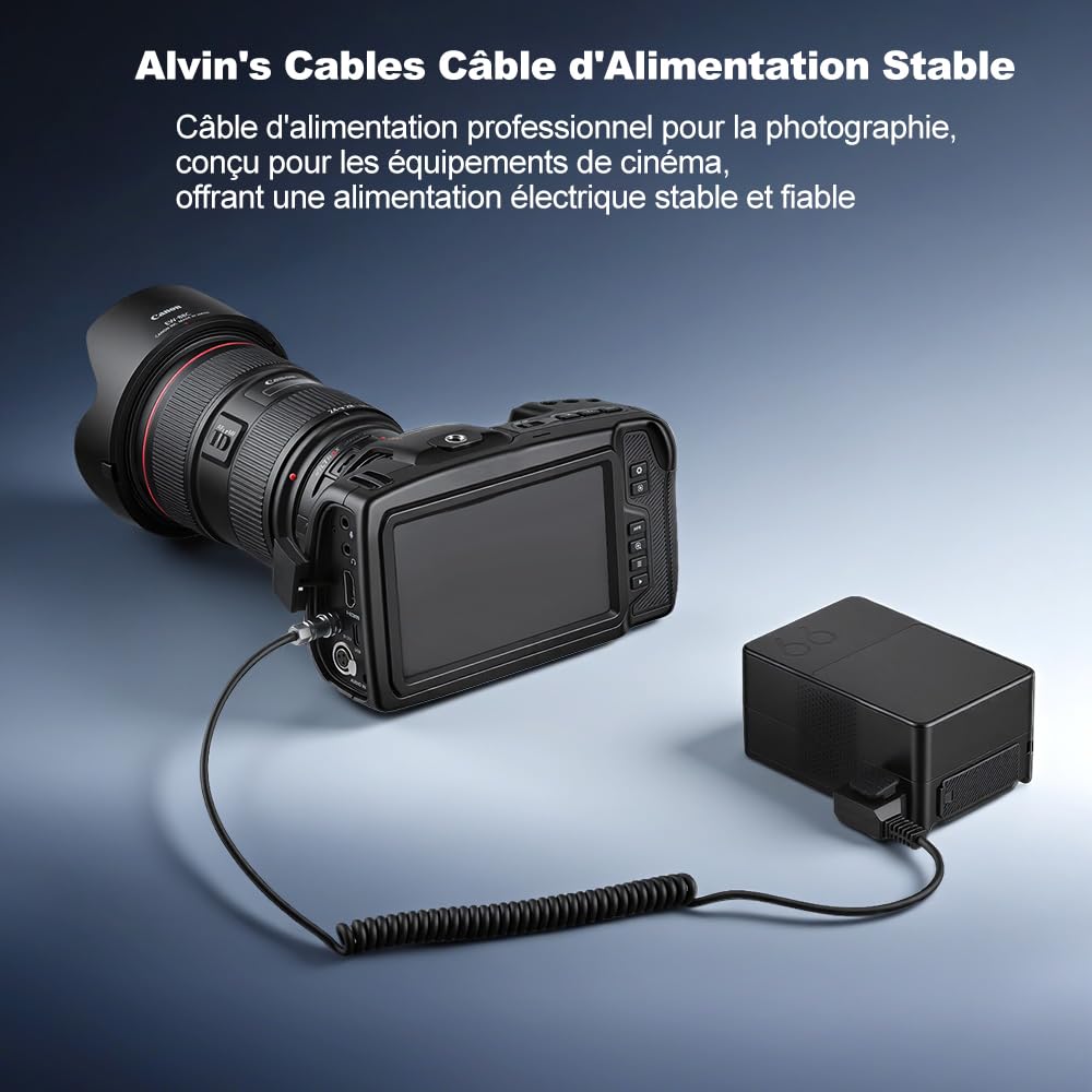 Alvin's Cables BMPCC 4K 6K vers D Tap Câble d'alimentation pour Blackmagic Pocket Cinema Camera 4K Gold Mount V-Mount Batterie Weipu 2 Broches Femelle vers P-Tap