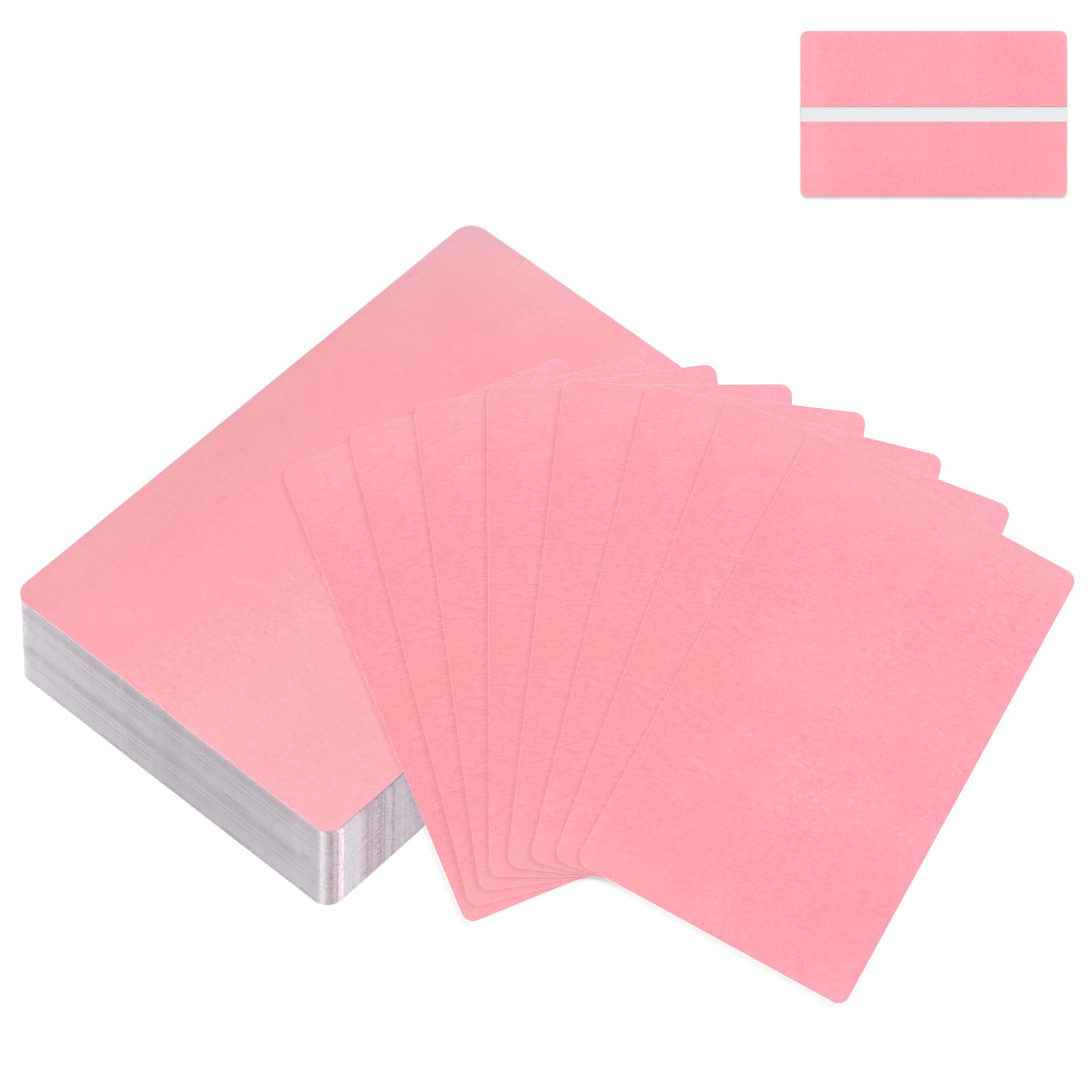 M METERXITY 100-Pack Blank Business Cards Metal for CNC Engraver, 3.4"x2.1"x0.21mm Laser Engraving Blank Aluminium Sheet for Personalized/Customer DIY Gift/Name Plate/Office/Home [Rose Gold]