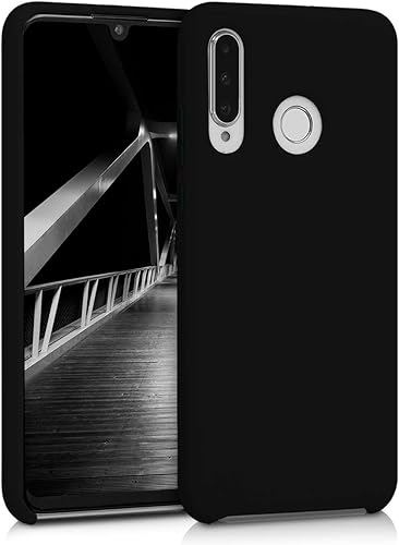 kwmobile Funda compatible con Huawei P30 Lite - Funda de silicona TPU con acabado suave - Negro