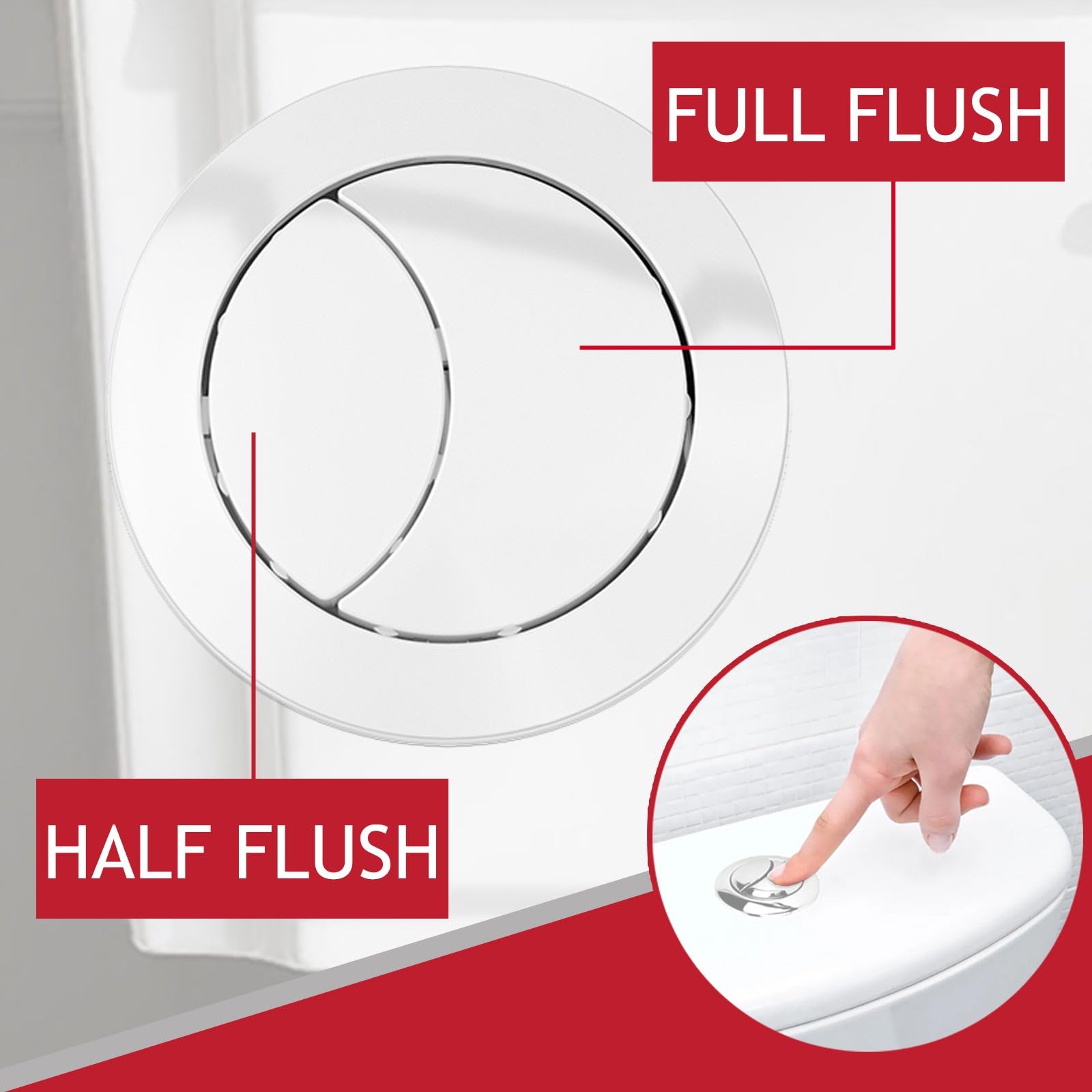 SPARES2GO Universal Toilet Cistern Dual Flush Push Button Kit for 20mm 40mm 50mm 60mm Lid Hole (Gloss White) - Image 4