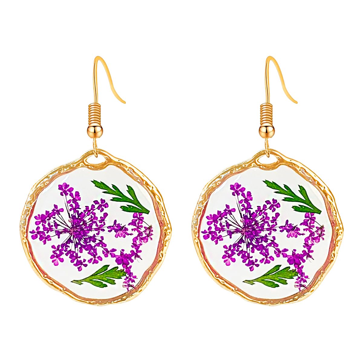 Personalized Handmade Wildflower Earrings Pressed Resin Dry