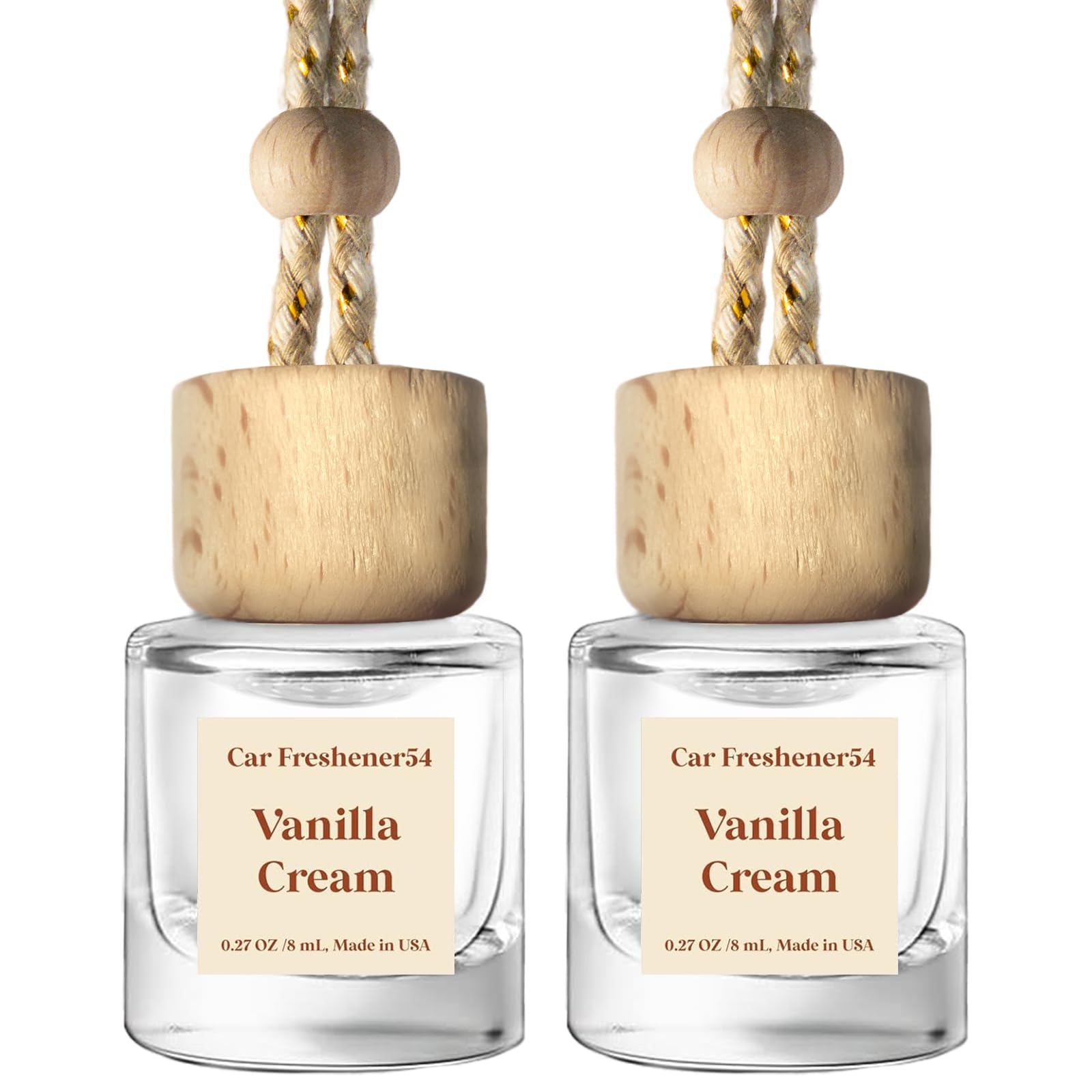 C Classy Car Air Freshener Hanging 2 Pack, Vanilla Cream Essential Oil Diffuser for Cars, Long-Lasting Fragrance, Cute Car Accessories, C ar Air Fresheners for Women & Men Gift, Made in USA